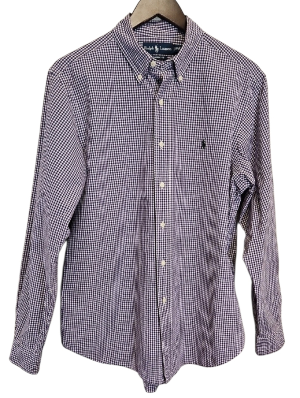 Ralph Lauren Classic Fit Gingham Checked Button Down, Size 16 1/2 L